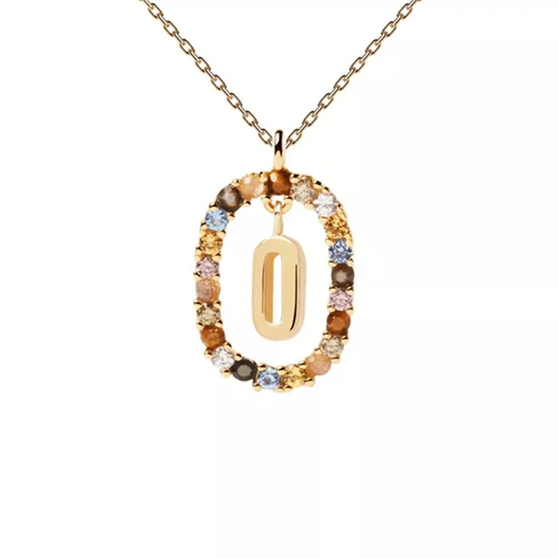 26 English Letters Pendant Necklace Zircon Fashion A - Z Initial M S C K Trendy Alphabet Long Chain For Women My Name Jewelry