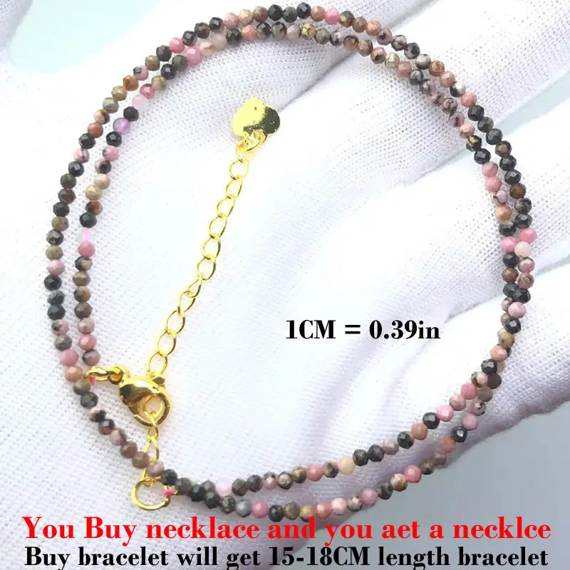 Simple Bohemian Natural Stone Cut the Shiny Beads Necklace Bracelet Set for Women Charms Fashion Female Party Gift Jewelry
