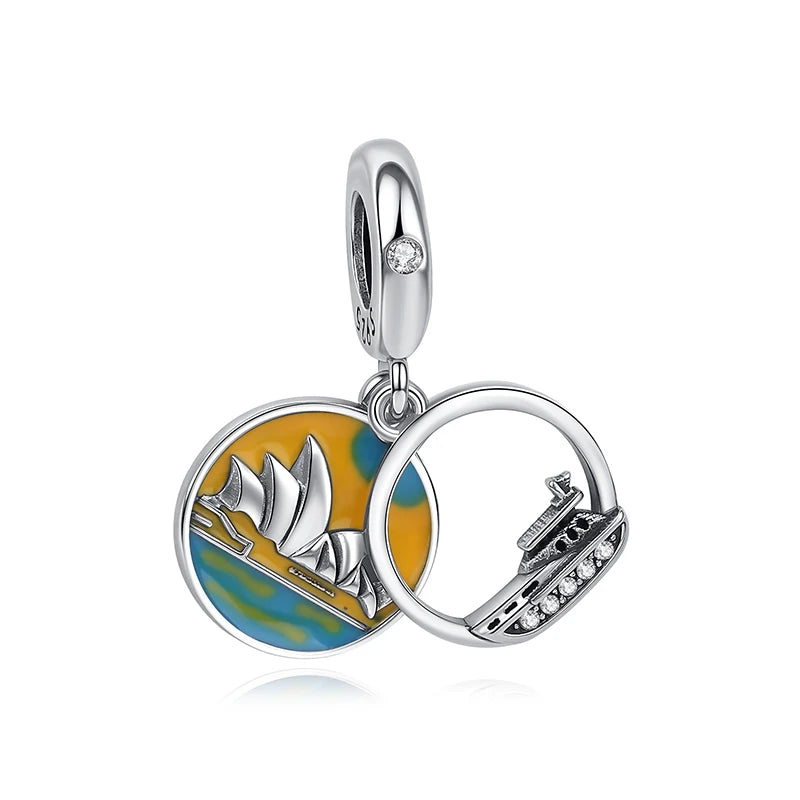 Original 925 Sterling Silver Charms Love Travel London Bus Paris Eiffel Tower Beads Fit Bracelets Necklaces Women DIY Jewelry