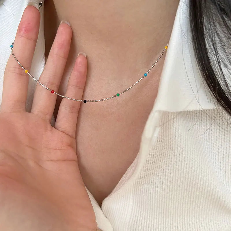 New 925 Sterling Silver Necklace Simple Personality Charm Choker Birthday Gift for Women Exquisite Jewelry Accessories