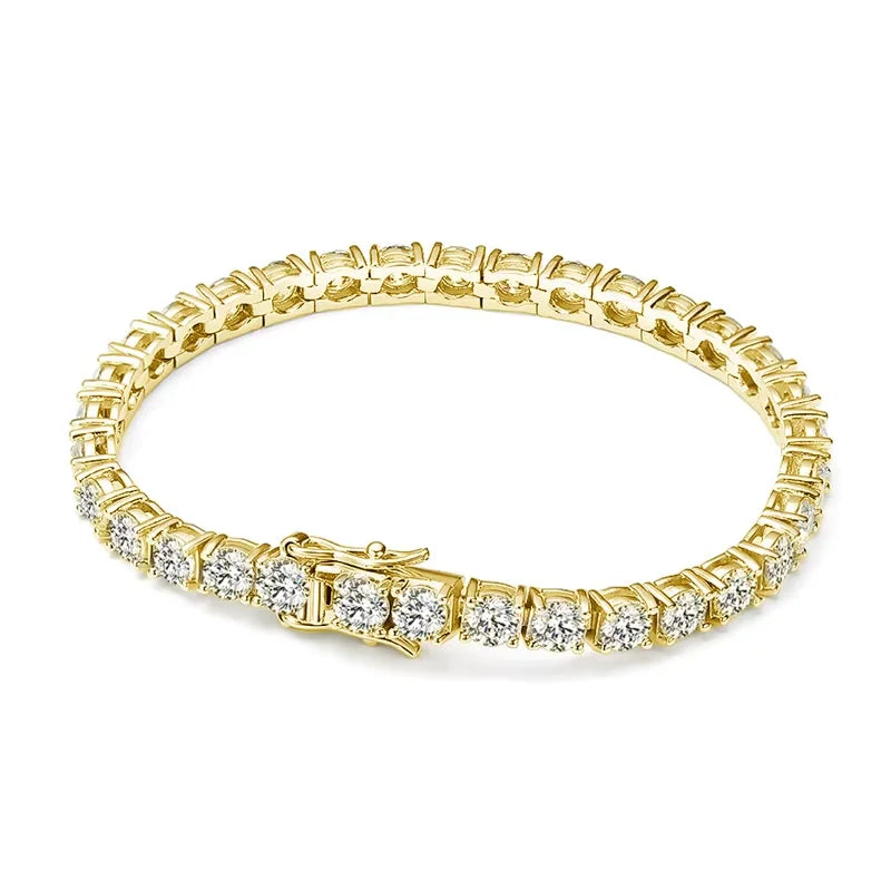 KNOBSPIN D VVS1 Moissanite Tennis Bracelet Original s925 Sterling Silver Plated 18k White Gold with GRA Bracelets for Women Man