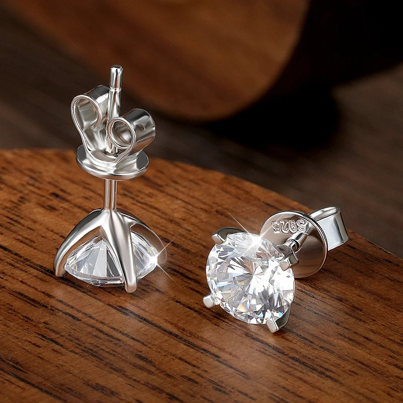 KNOBSPIN Moissanite Earring 0.2-2ct D VVS1 GRA Certified Lab Diamond 4 Claw s925 Sterling Silver Stud Earrings for Women Man