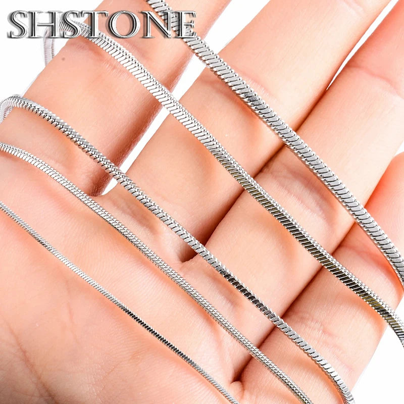 SHSTONE 1mm/2mm/3mm Women Snake Chain Men 925 Sterling Silver 40-75cm Necklaces Fashion Choker Jewelry Classics Neck Necklace