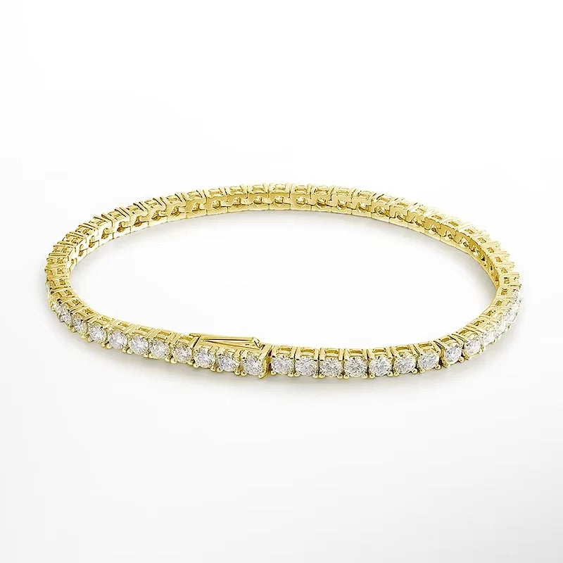 KNOBSPIN D VVS1 Moissanite Tennis Bracelet Original s925 Sterling Silver Plated 18k White Gold with GRA Bracelets for Women Man