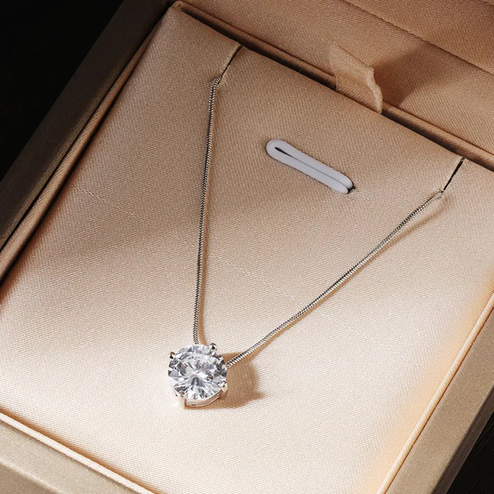 KNOBSPIN D VVS1 Moissanite Pandent Necklace s925 Sterling Silver Plated 18k White Gold GRA Certified Dainty Necklaces for Women