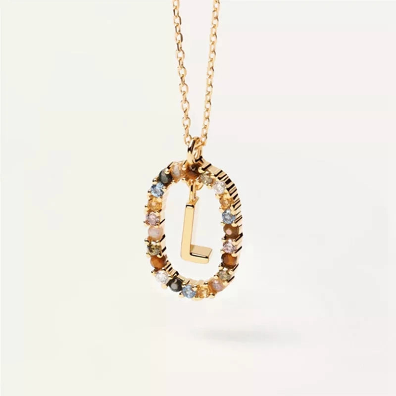 26 English Letters Pendant Necklace Zircon Fashion A - Z Initial M S C K Trendy Alphabet Long Chain For Women My Name Jewelry