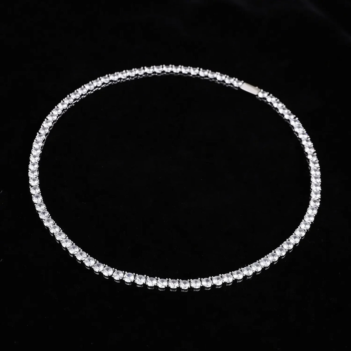 925 Sterling Silver Necklace Zircon Chain Necklace Women Fashion Simple Engagement Wedding Charm Jewelry 4mm 45cm