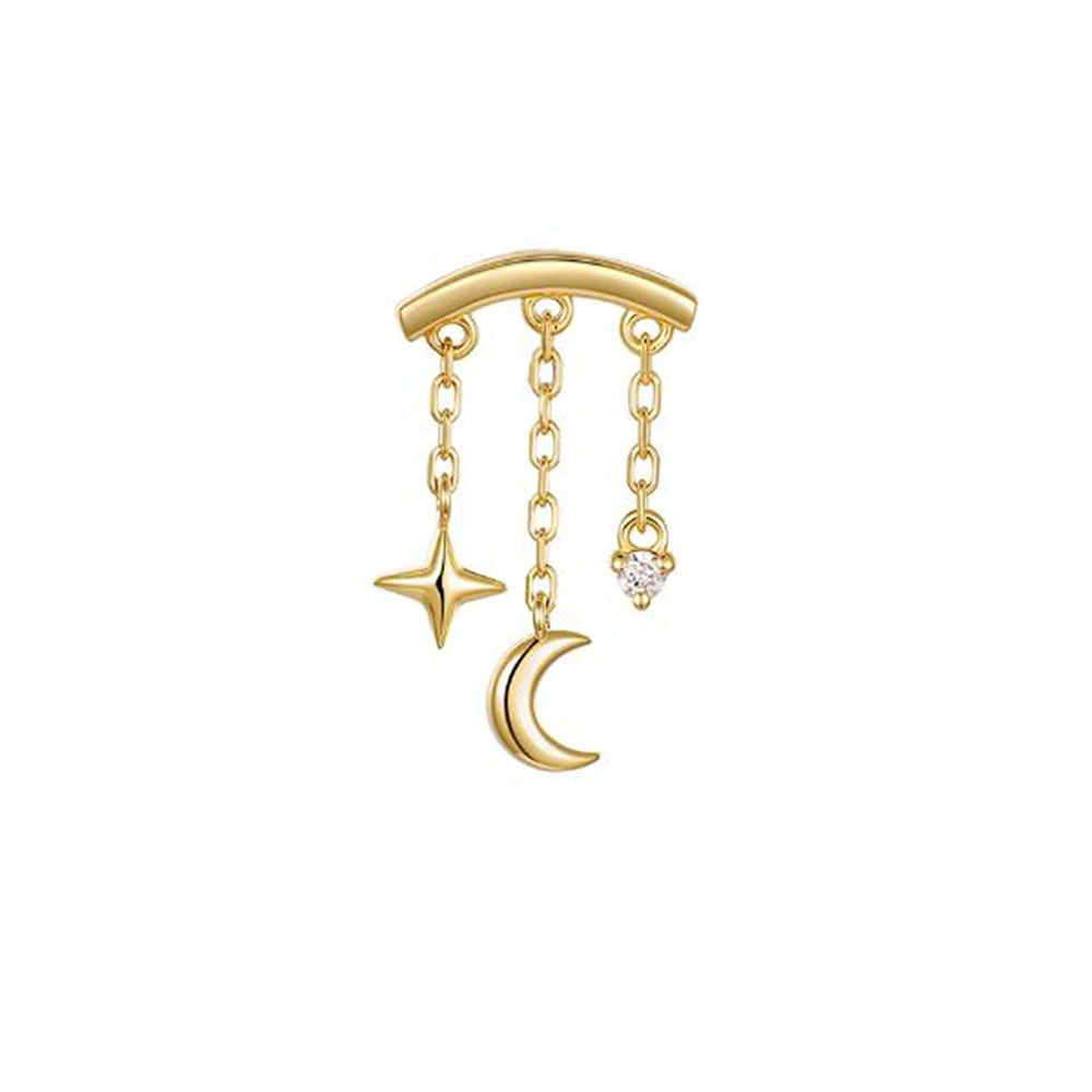 CANNER 1PC 925 Sterling Silver Crown Horse Eye Zircon Heart Flat Head Cartilage Piercing Stud Earring For Women Claasic Earring