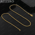 ALIZERO 18K Gold 2mm Beads Base Chain Necklaces 16-30 Inches Women Man Fine Jewelry Wholesale Personality Trend Bead Necklace