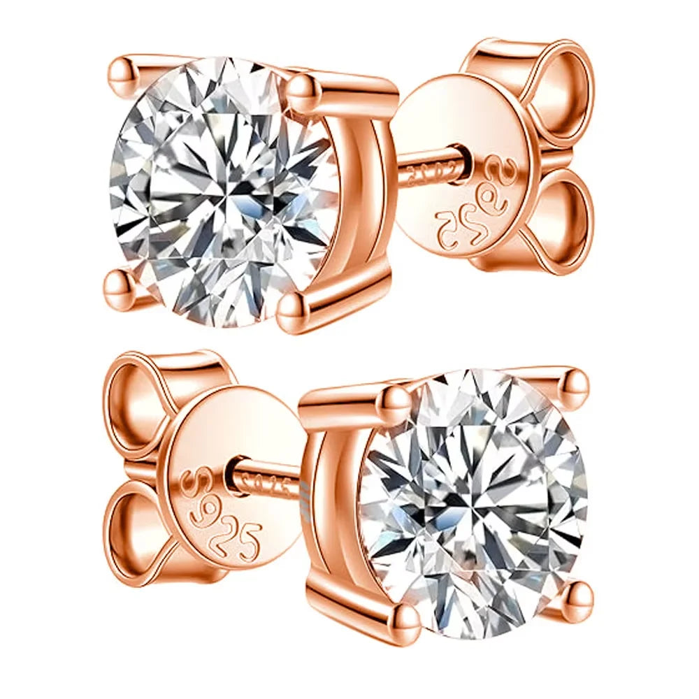 KNOBSPIN 2.0ct Moissanite Earrings for Women Lab Grown Diamond Ear Studs 925 Sterling Silver Fine Jewelry Gift