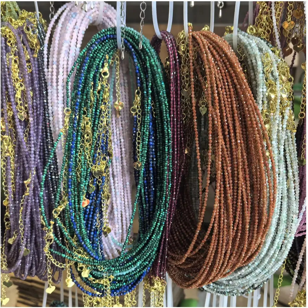 Simple Bohemian Natural Stone Cut the Shiny Beads Necklace Bracelet Set for Women Charms Fashion Female Party Gift Jewelry