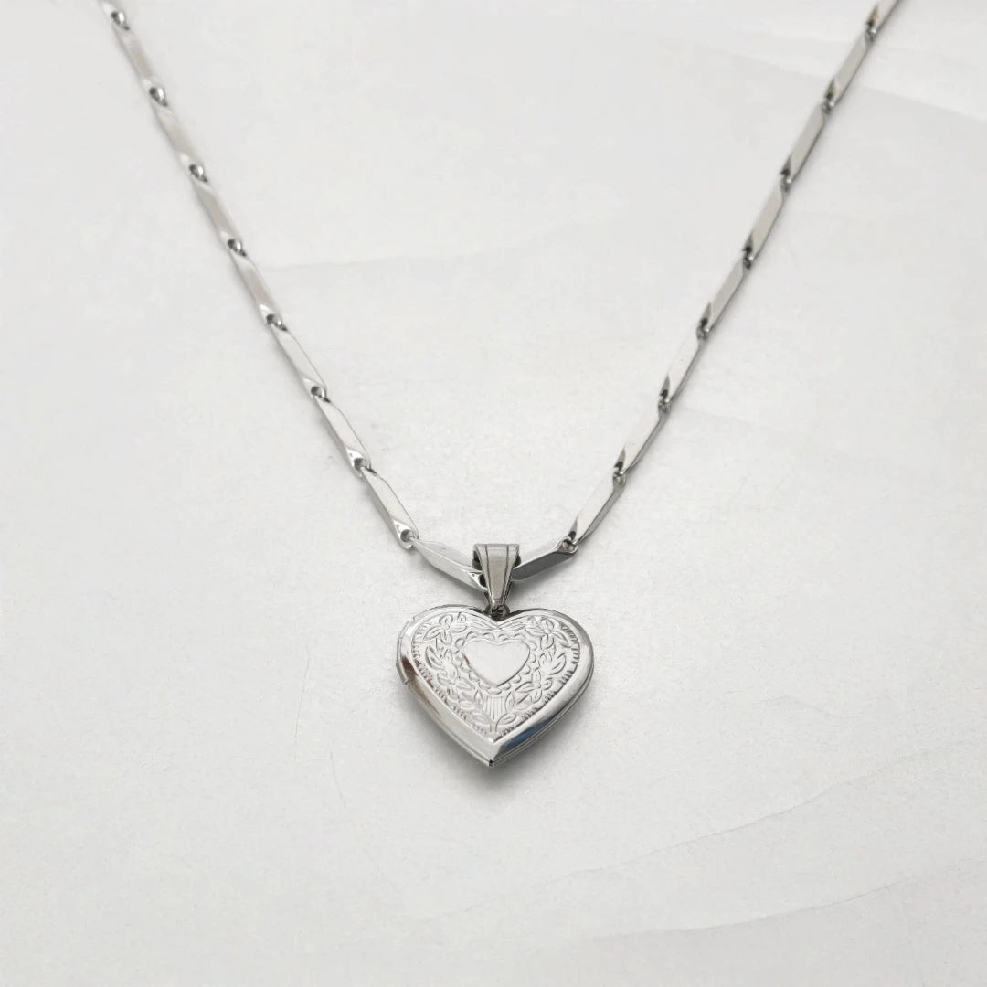 Romantic Heart Locket Pendants Female Gold Silver Color Stainless Steel Memorial Necklace For Women Jewelry Valentine Gift