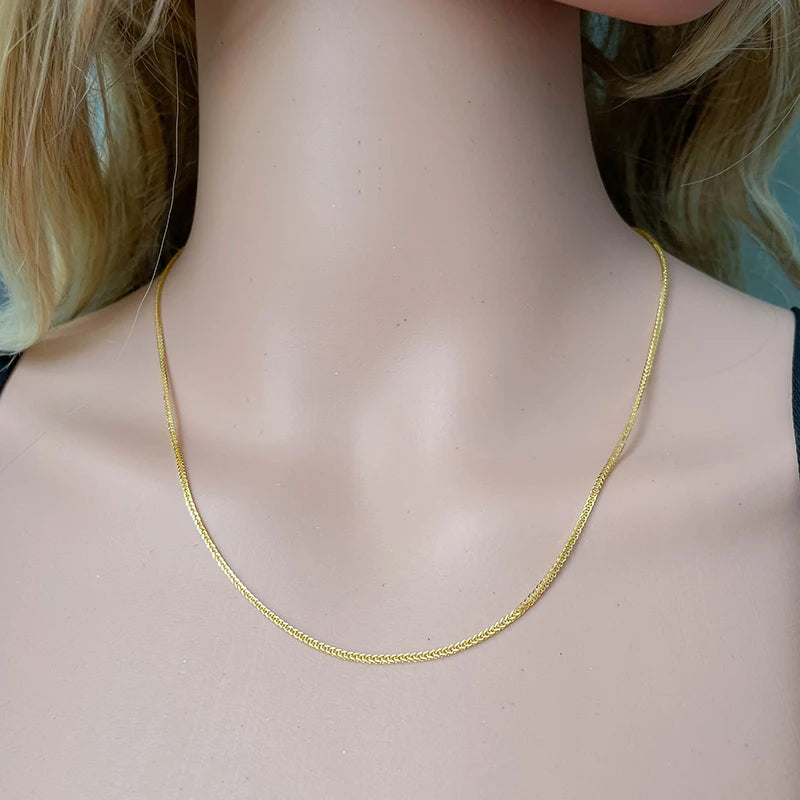 45-60cm 3mm 925 Sterling Silver Gold Chain Necklace Women's Italian Jewelry