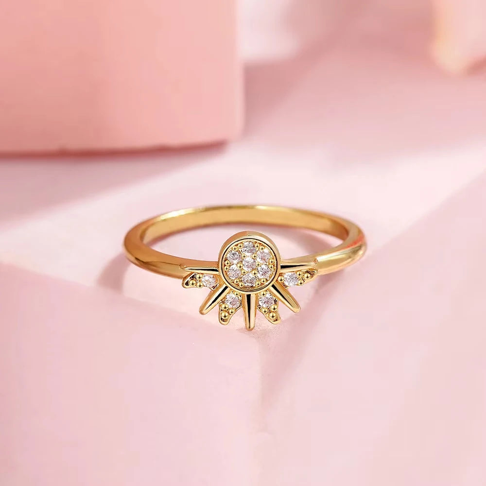 925 Silver Sun and Moon  Couple Ring Set Sky Blue Sparkling Cubic Zirconia Rings Promise Fine Jewelry Gifts for Valentines Day