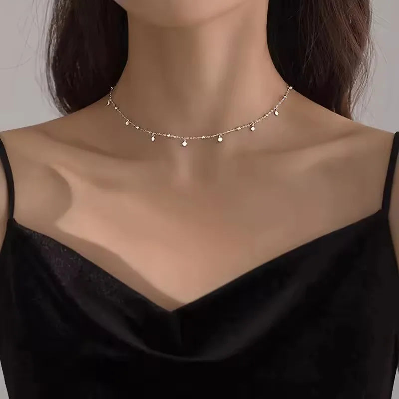 PANJBJ 925 Sterling Silver Line Necklace for Women Girl Fashion Concise  Individuality Jewelry Birthday Gift Dropshipping