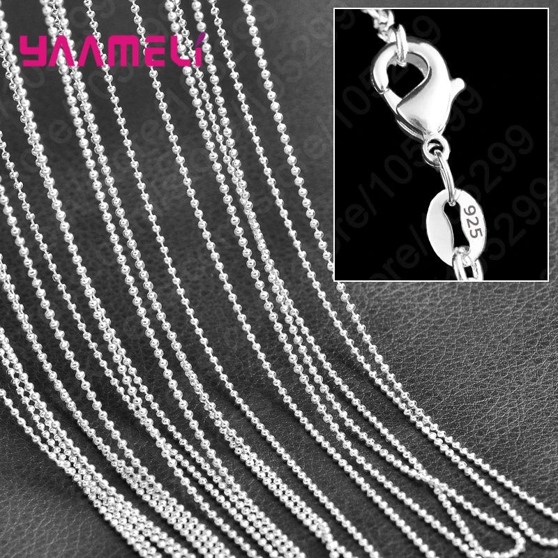 10PCS Wholesale Pure 925 Sterling Silver Charm Link Chain Necklace Jewelry with Strong Smooth Lobster Clasps 16-30 Inches