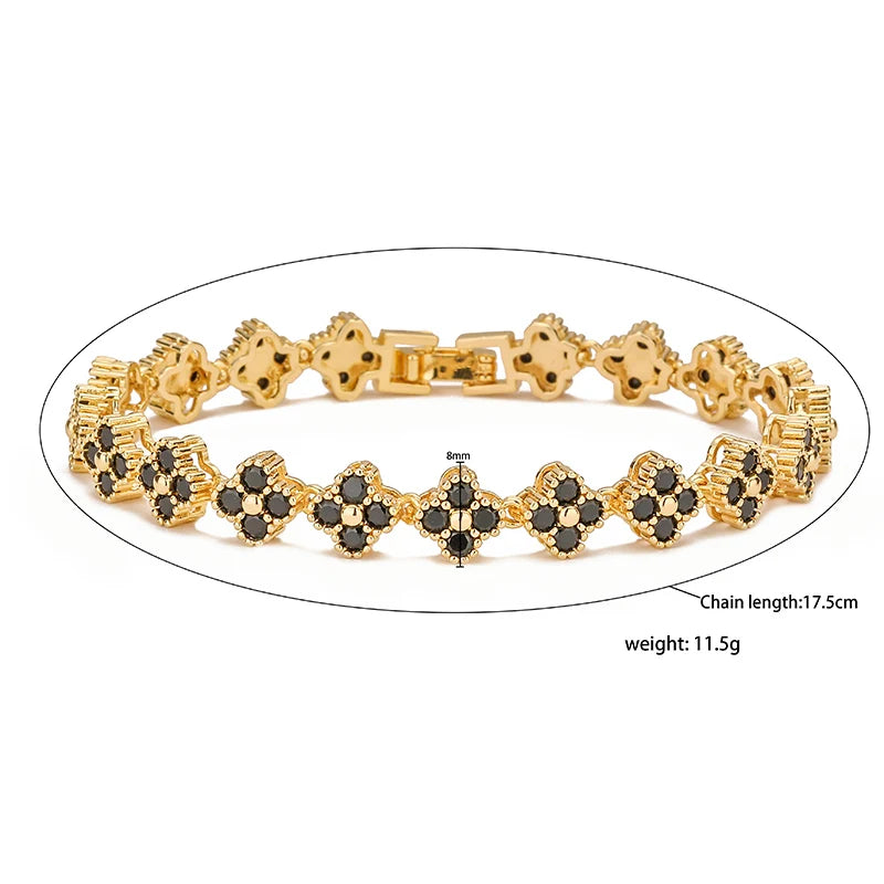 HECHENG,AAAAA Brass 18K gold-plated Flower Necklace Bracelet Jewelry Set ，for Christmas gift for women and best friend