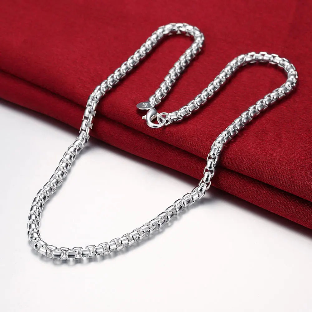 hot 925 Sterling Silver Round Box Chain 20/24Inch Necklace For Woman Men Fashion Wedding Engagement Charm Jewelry