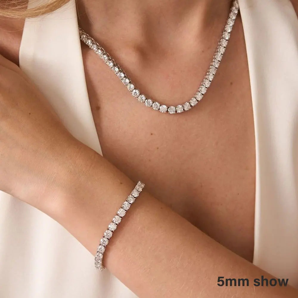KNOBSPIN GRA Certified Moissanite Tennis Necklace 2/3/4/5/6.5mm Solid 925 Sterling Silver Diamond Tennis Necklaces for Women Man