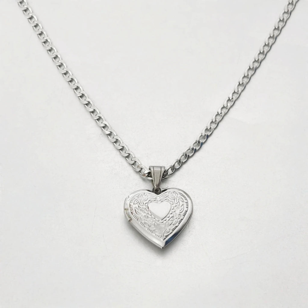 Romantic Heart Locket Pendants Female Gold Silver Color Stainless Steel Memorial Necklace For Women Jewelry Valentine Gift