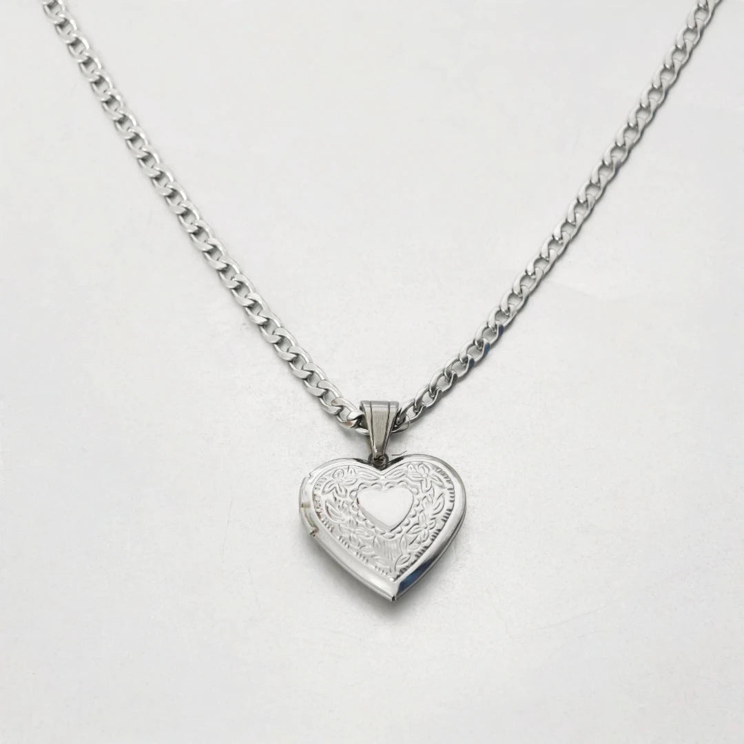 Romantic Heart Locket Pendants Female Gold Silver Color Stainless Steel Memorial Necklace For Women Jewelry Valentine Gift