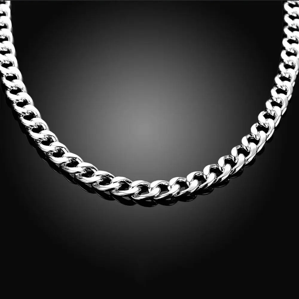 Fashion brand 925 Sterling Silver Necklace classic Jewelry personality 10MM solid men's necklace 20-24 inches Christmas gifts
