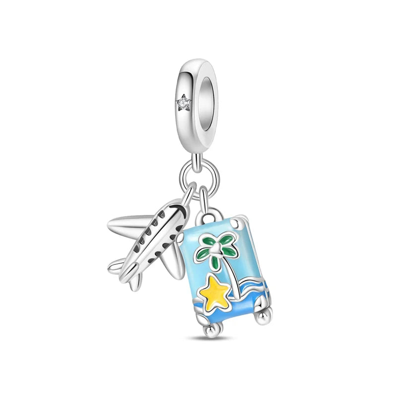 Original 925 Sterling Silver Charms Love Travel London Bus Paris Eiffel Tower Beads Fit Bracelets Necklaces Women DIY Jewelry