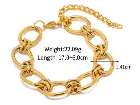 Chunky Bold Toggle Bracelets for Women, Stainless Steel OT Buckle Link Chain Bracelet Gold Plated Tarnish Free