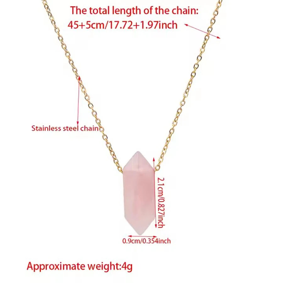 Natural Crystal Stone Rose Quartz amethyst citrine agate bullet Pendant Necklace Stainless Steel gold Chain Gemstone Jewelry