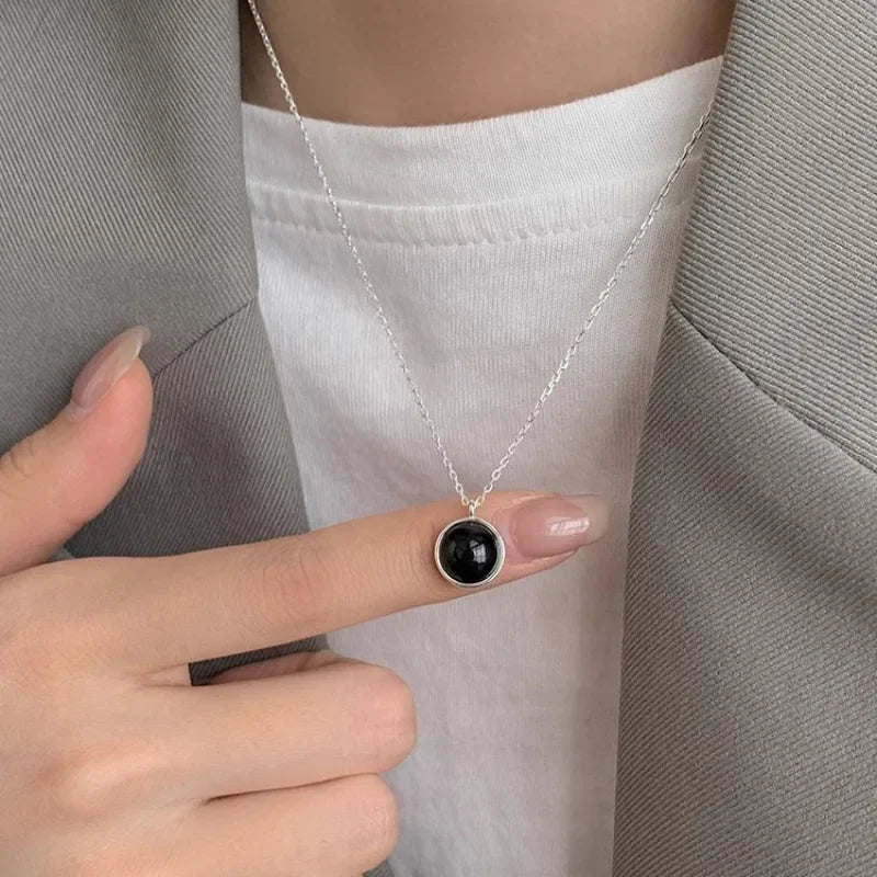PANJBJ 925 Sterling Silver Line Necklace for Women Girl Fashion Concise  Individuality Jewelry Birthday Gift Dropshipping