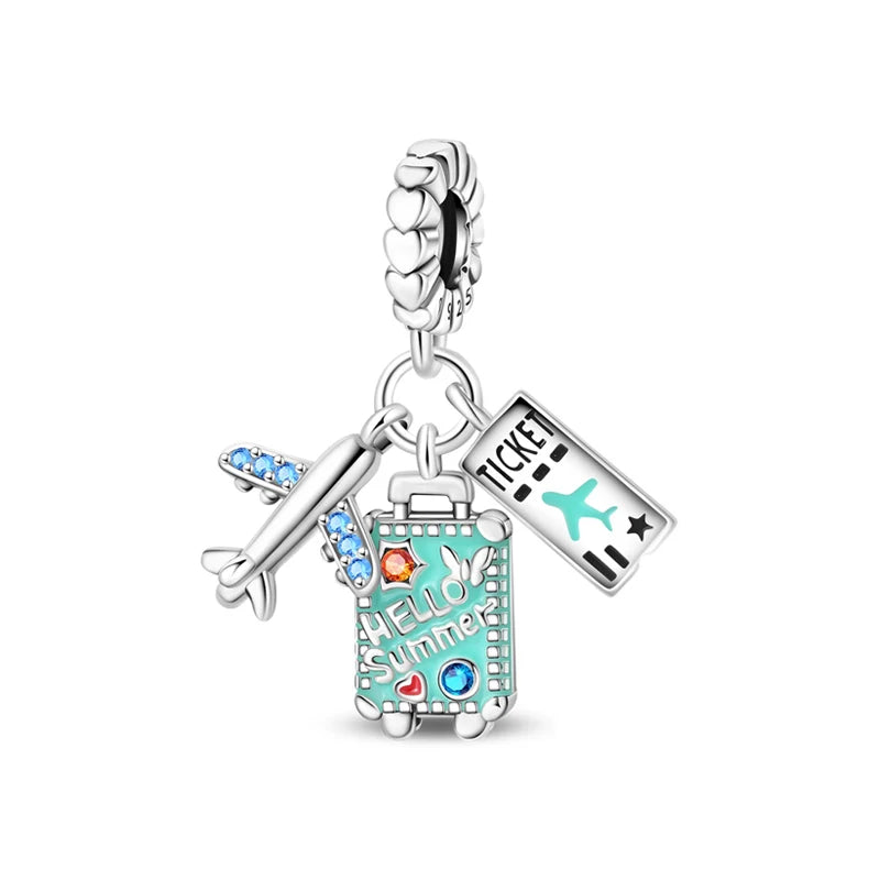 Original 925 Sterling Silver Charms Love Travel London Bus Paris Eiffel Tower Beads Fit Bracelets Necklaces Women DIY Jewelry