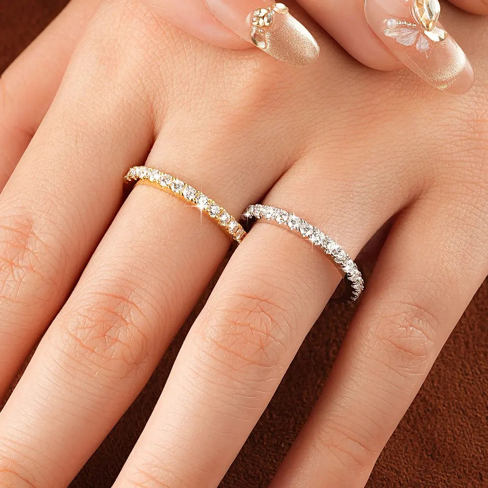 OXTAO Rose/Silver/Gold Color Moissanite Wedding Bands Ring  Anniversary Jewelry Gifts for Women Man 2mm D VVS1 Stackable Minimalist Finger Rings 14K Gold Filled